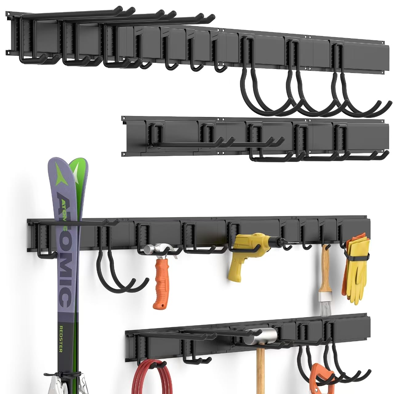 Ultrawall Garage Storage Organization, Garden Tool Organizer Garage Organizer Wall Mount Yard Tool Organizer Rack with 15 Hooks, Heavy Duty Wall Holders,22 Pcs