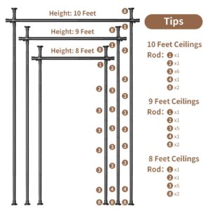 Getsrichfc Room Divider, No Drilling Curtain Rod, Adjustable Heavy Duty Metal Tension Partition Room Dividers, Wall Divider for Room Separation