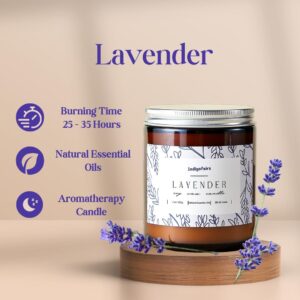 Indigofairs Lavender Candle, 7oz Medium Jar Scented Candle, Aromatherapy Candle for Home Scented, 40 Hours of Burn Time Candle for Women/Men