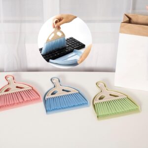 6 Pcs Small Dustpan and Brush Set,Nesting Small Whisk Broom Dustpan with Handle,Mini Hand Broom and Dustpan Set for Cleaning Home,Classroom,Countertop,Keyboard,Car,Dust Pan with Brush-Pink,Blue,Green