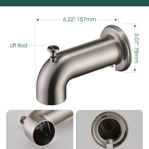 LOCALAND Extra Long Tub Spout with Diverter, Fits for 1/2" IPS Threads,Brushed Nickel