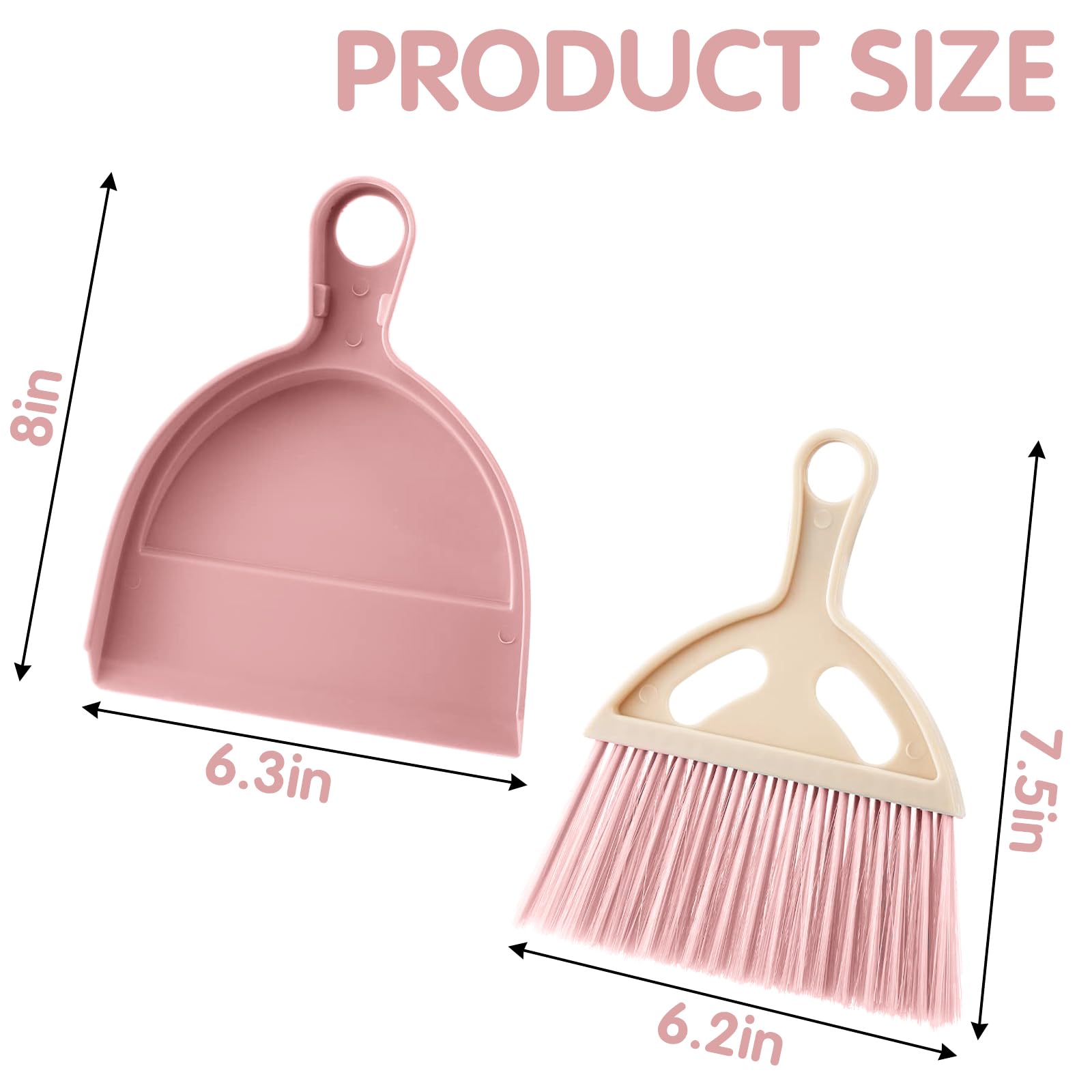 6 Pcs Small Dustpan and Brush Set,Nesting Small Whisk Broom Dustpan with Handle,Mini Hand Broom and Dustpan Set for Cleaning Home,Classroom,Countertop,Keyboard,Car,Dust Pan with Brush-Pink,Blue,Green