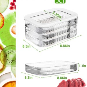 Deli Meat Container for Fridge, Lunch Meat Container for Refrigerator, Stackable Cold Cuts Storage Containers for Fridge, Ham Cheese Bacon Container with Lid for Cold Cuts, Deli, Lunch Meat, 3 Pieces