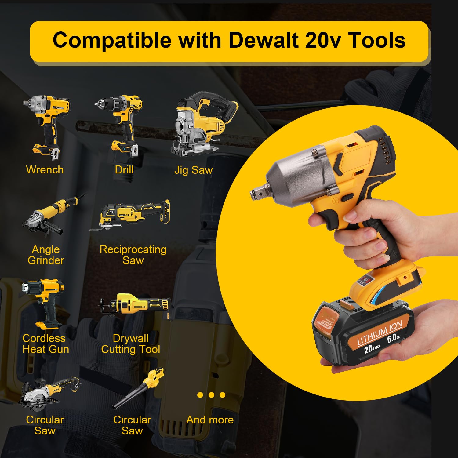 6000mAh and 3000mAh Replacement Battery for Dewalt 20v and DCB105 Charger Kit Compatible with DCB204 DCB204-2 DCB203 DCB201 DCB200 Compatible with Dewalt 20 Volt Power Tools DCD DCF DCG DCS series