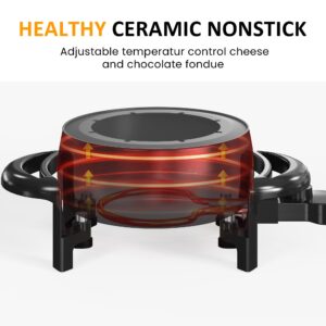 Sunvivi Electric Fondue Pot Set for Cheese & Chocolate,Temperature Control, 8-Color Coded Forks, for Cheese, Chocolate, Hot Oil, Broth, 3 Quarts