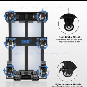 SERVOMASTER Folding Hand Truck, Hand Truck Dolly 500 LB Heavy Duty, Foldable Luggage Cart with 6 Wheels and 2 Elastic Cords with Adjustable Handle for Luggage, Travel, Shopping, Office Moving, Black