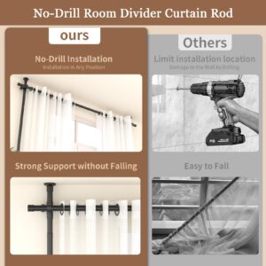 Getsrichfc Room Divider, No Drilling Curtain Rod, Adjustable Heavy Duty Metal Tension Partition Room Dividers, Wall Divider for Room Separation