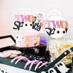 Girls Halloween 2nd Birthday Party Decor, Halloween Two Spooky Banner Cute Ghost Cake Topper Balloons for Halloween Theme Little Boo Second Birthday Happy Boo Day Boo Im Two Baby Shower Party Supplies