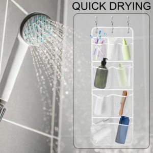 VOCHIC Shower Organizer with 3 Metal Loop Hangers, Thickened Shower Caddy or Bathroom Organizer with Quick Drying Mesh, Hanging Mesh 9 Pockets to Hold Shampoo, Soap, Loofah for Cruise Ship Essentials