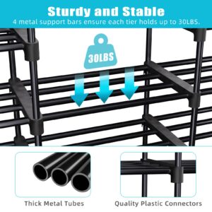 Simple Trending 8-Tier Large Shoe Rack Holds 64 Pairs, Tall Shoe Organizer Storage Shelf can DIY Style with Metal Pipes for Entryway, Closet, Bedroom,Garage, Black