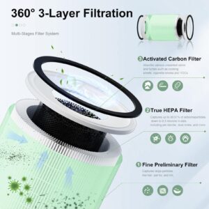 Luripid Kilo Air Purifier Filter Replacement, Compatible with Afloia KILO, KILOPLUS, KILOPRO, MIRO,MIRO PRO and MORENTO MR-Kilo, Kalo Air Purifier, 2 Pack (Green-pet Care Filter)