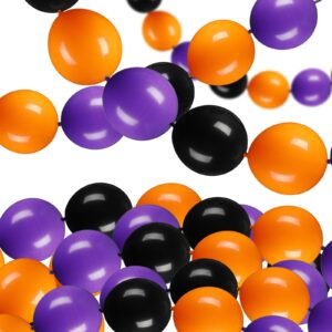 seenelling 120 pcs link balloon linking balloon latex linkable balloons decoration connected needle tail balloons for wedding anniversary birthday arch party supplies (black orange purple,halloween)