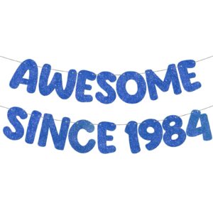 fulmoon pre-strung awesome since 1984 banner glitter happy 40th birthday banner funny 40th birthday decorations 1984 party decorations for men women anniversary (navy blue)