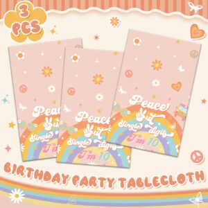 10th Birthday Decorations for Girl Peace Out Single Digits Party Decor 3Pcs 10th Birthday Tablecloths Disposable Plastic Peace Out Single Digits I'm10 Birthday Table Cover for Girl 10th Birthday Party