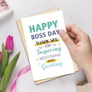 Happy Boss Day Thank You Card, Thank You Card From Employee Staff, Thanks for You Inspiring Mentoring And Guiding