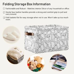 Kigai Halloween Boo Storage Basket with Handles Collapsible Storage Bins Canvas Fabric Storage Organizer for Shelves Closet Bedroom Living Room 1Pack