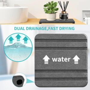 3PCS Water Absorbing Stone Tray for Sink, Drying Neat Diatomite Stone Sink Tray, Instant Dry Sink Coasters, Kitchen Sponge Hand Soap Holder Countertop for Bathroom & Kitchen (8 * 4inch and 4 * 4inch)