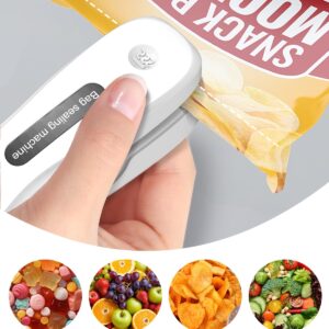 Mini Bag Sealer, Rechargeable Bag Sealer 2-in-1 Bag Sealer and Cutter Easy-use Snack Sealer with Magnet Portable Bag Resealer USB Mini Sealer for Chip Bag Plastic Bag Storage Freshness