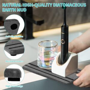 3PCS Water Absorbing Stone Tray for Sink, Drying Neat Diatomite Stone Sink Tray, Instant Dry Sink Coasters, Kitchen Sponge Hand Soap Holder Countertop for Bathroom & Kitchen (8 * 4inch and 4 * 4inch)