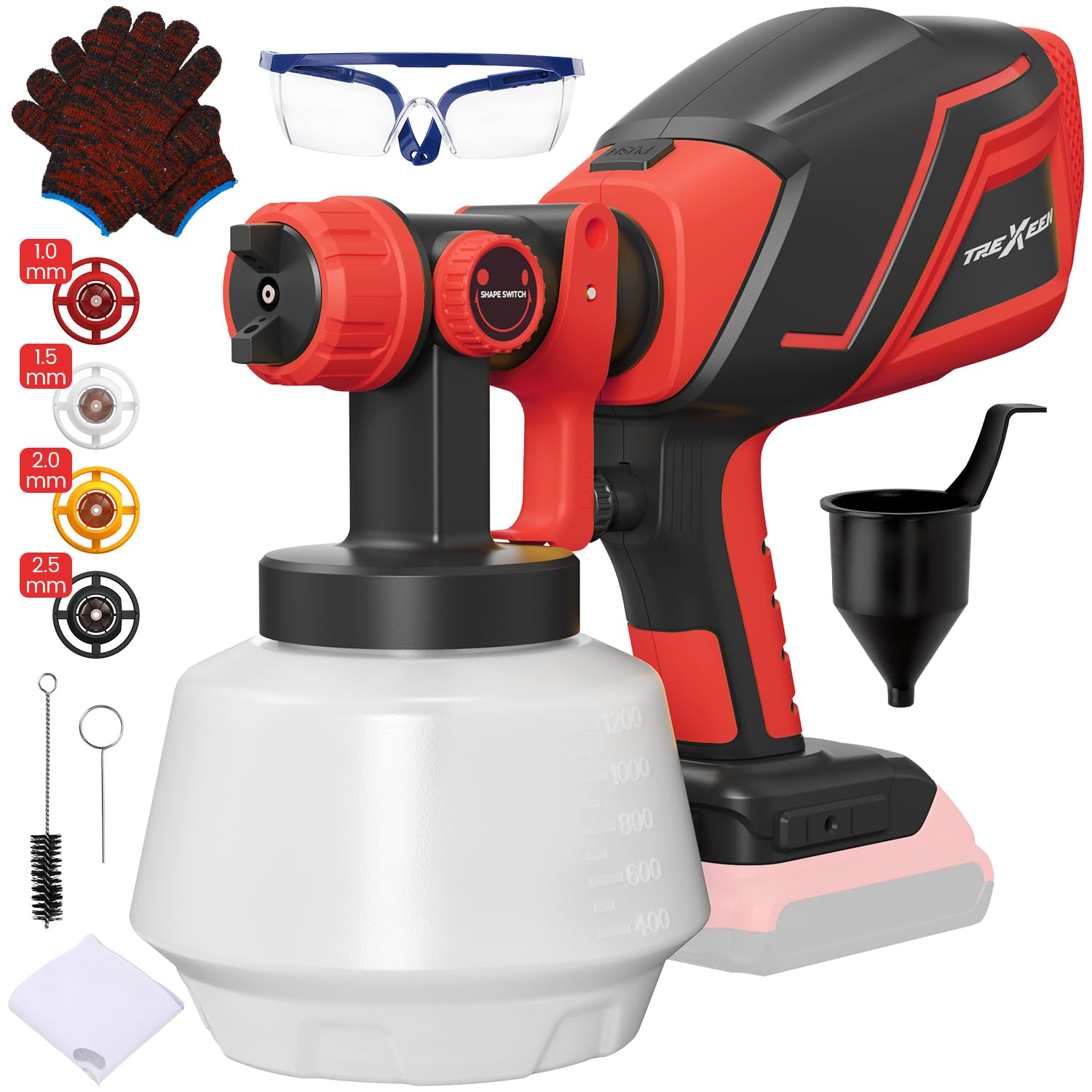 Cordless Paint Sprayer for Milwaukee M18 18V Batteries,Electric Paint Sprayer with 1200ML,Easy to Clean,Adjustable Spray Modesfor Home Renovation and Car Painting(Battery Not Included)