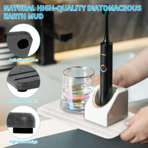 3PCS Water Absorbing Stone Tray for Sink, Drying Neat Diatomite Stone Sink Tray, Instant Dry Sink Coasters, Kitchen Sponge Hand Soap Holder Countertop for Bathroom & Kitchen (8 * 4inch and 4 * 4inch)