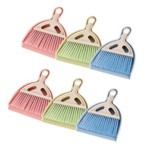 6 pcs small dustpan and brush set,nesting small whisk broom dustpan with handle,mini hand broom and dustpan set for cleaning home,classroom,countertop,keyboard,car,dust pan with brush-pink,blue,green