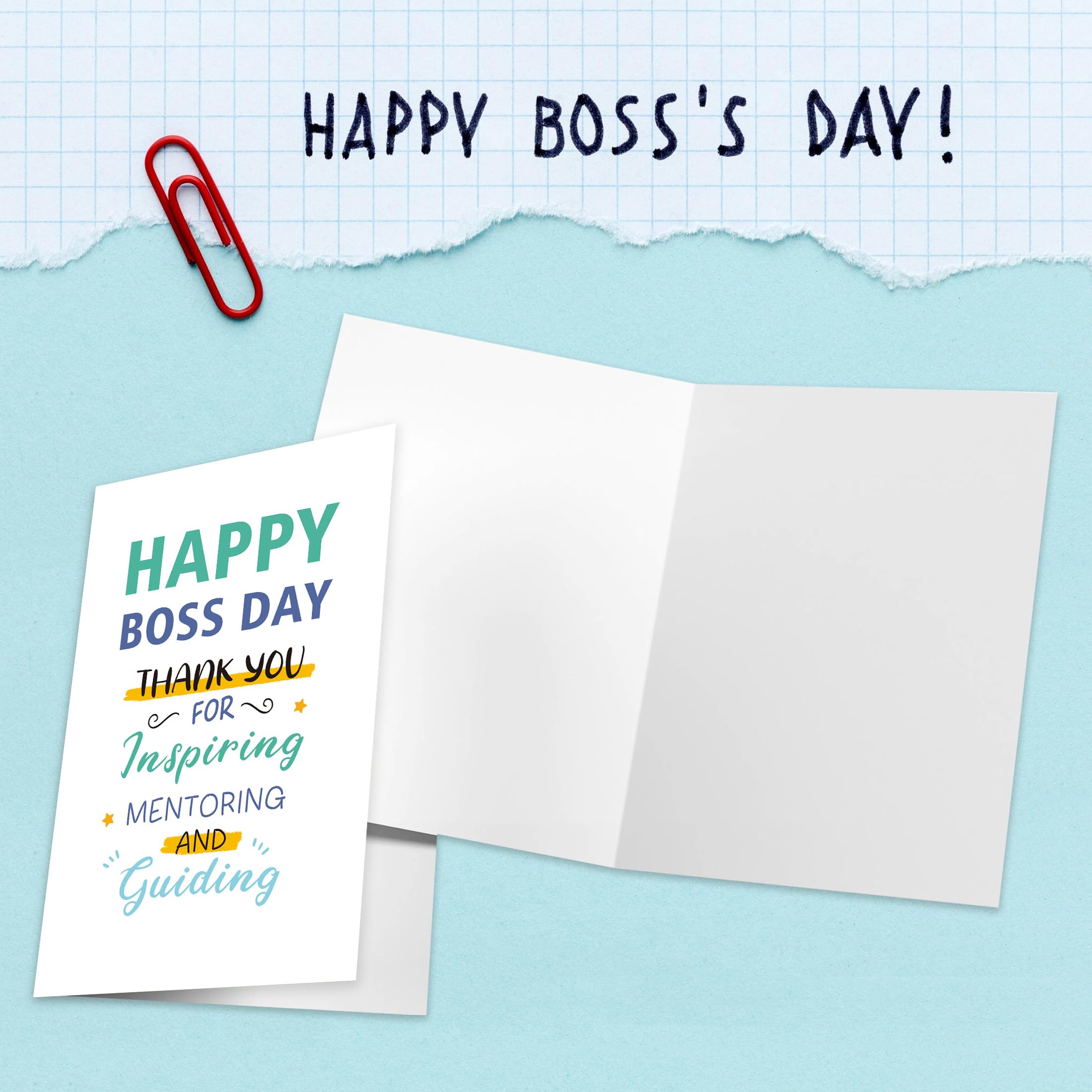 Happy Boss Day Thank You Card, Thank You Card From Employee Staff, Thanks for You Inspiring Mentoring And Guiding