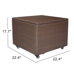 hadantto Outdoor Patio Wicker Large Storage Container Deck Box - All-Weather Resin Rattan, Antirust Aluminum Frame, Holds up to 330lbs