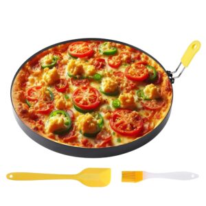 extra large 10 inch omelette ring for griddle, stainless steel 10" griddle omelet rings,non-stick pancake round creps ring omelet pancake ring crumpet ring with silicone handle accessorries (1 pack)