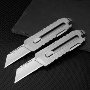 TGZUO Titanium Retractable Pocket Knife 6 inch Utility Knife with 10pcs Carbon Steel Blades