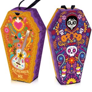 homezzo 24 pcs day of the dead coffin boxes, colorful mexican coffin paper candy treat gift boxes for day of the dead party decorations mexican fiesta supplies