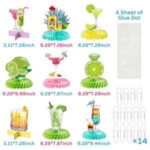 EmmgHen 9Pcs Margarita Honeycomb Centerpieces Margs and Matrimony Bachelorette Party Decorations Mexican Fiesta Tropical Cocktail Martini Tequila Themed 3D Table Topper Decor for Bridal Shower Wedding