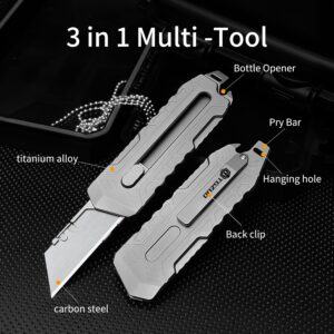 TGZUO Titanium Retractable Pocket Knife 6 inch Utility Knife with 10pcs Carbon Steel Blades