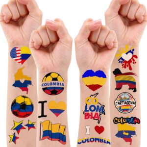 Cute Colombia Temporary Tattoos Independence Birthday Party Decorations Favors Supplies Flag Themed Stickers 10 Sheets 100 PCS Gifts for Baby Kids Girls Boys Decor Class School Carnival Christmas