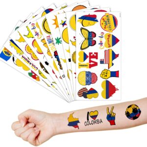 Cute Colombia Temporary Tattoos Independence Birthday Party Decorations Favors Supplies Flag Themed Stickers 10 Sheets 100 PCS Gifts for Baby Kids Girls Boys Decor Class School Carnival Christmas