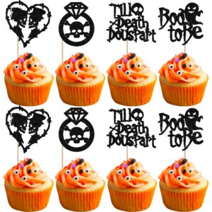 rsstarxi 24 pack halloween bachelorette cupcake toppers bride or die bachelorette party decorations boo to be ring cake picks for halloween wedding engagement party cake decorations