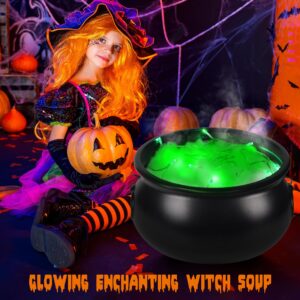 Halloween Decorations Outdoor Large Witch Cauldron, Black Plastic Bowl Decor on Tripod with Lights Halloween Cauldron Pot, Witches Cauldron Hocus Pocus Candy Bucket Decoration for Porch Home Party