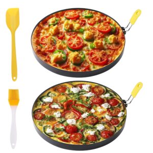 extra large 10 inch omelette ring for griddle,stainless steel 10" griddle omelet rings,non-stick pancake egg ring round creps ring pancake ring crumpet ring with silicone handle accessorries (2 packs)