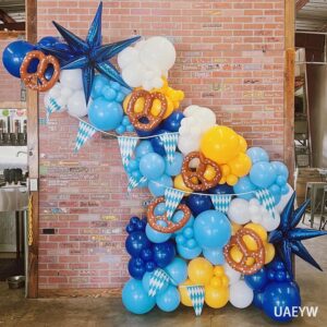 Oktoberfest Party Decorations Oktoberfest Balloon Arch Garland Kit 139Pcs Blue White Yellow Balloons for German Oktoberfest Bavarian Celebrations Beer Festival Themed Birthday Party Supplies (Blue)