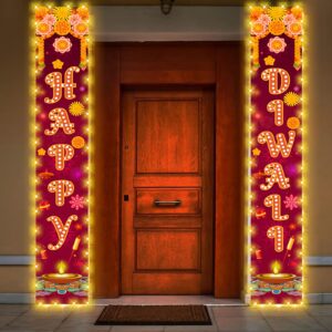 diwali door hanging banner lighted decorations festival of light porch sign with led light deepavali celebration banner party indoor outdoor wall decor