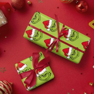 WRAPAHOLIC Funny Christmas Wrapping Paper Roll - Mini Roll - 17 Inch x 33 Feet - Green Christmas Design, Perfect for Winter Holiday, Birthday, Party