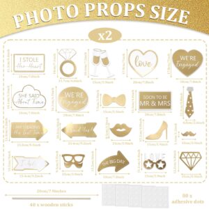 ojustbeok 40Pcs Engagement Party Decorations Gold Engagement Photo Booth Props We are Engaged Photo Props Decorations for Wedding Reception Bridal Shower Ceremony Party Supplies Favors