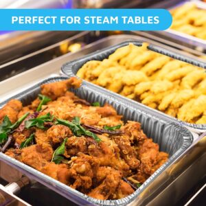 Aluminum Pans 9x13 Disposable Foil Pans [30-Pack] Heavy-Duty Baking Pans, Half-Size Deep Steam Table Pans, Deep Tin Foil Bakeware, Steam Table Tray, Cookware, Food Prepping, Cake & Oven Pan NO LID