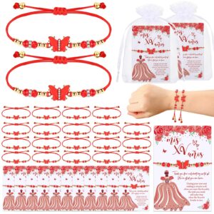 wenqik 25 sets quinceanera party favors for guests recuerdos para 15 años red butterfly wish bracelets with thank you card and organza bag quinceanera gifts mis xv años birthday party favors