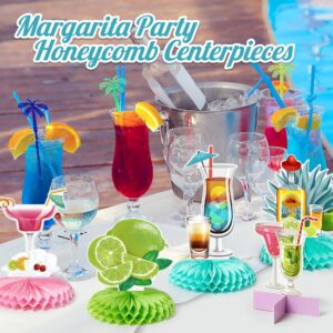 EmmgHen 9Pcs Margarita Honeycomb Centerpieces Margs and Matrimony Bachelorette Party Decorations Mexican Fiesta Tropical Cocktail Martini Tequila Themed 3D Table Topper Decor for Bridal Shower Wedding