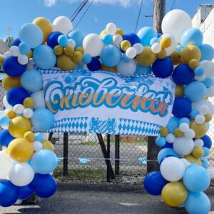 Oktoberfest Party Decorations Oktoberfest Balloon Arch Garland Kit 139Pcs Blue White Yellow Balloons for German Oktoberfest Bavarian Celebrations Beer Festival Themed Birthday Party Supplies (Blue)