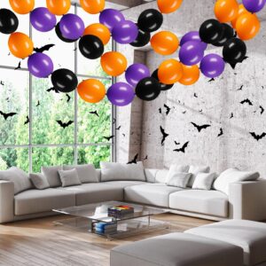 Seenelling 120 Pcs Link Balloon Linking Balloon Latex Linkable Balloons Decoration Connected Needle Tail Balloons for Wedding Anniversary Birthday Arch Party Supplies (Black Orange Purple,Halloween)