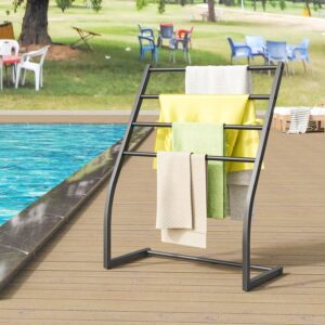 Honiter Towel Racks for Bathroom, Free Standing Towel Rack, Pool Towel Racks Outdoor, 4 Tier Wide Metal Towel Bar Stand, Blanket Ladder Holder, Drying and Display Rack for Oversized Bath Towel