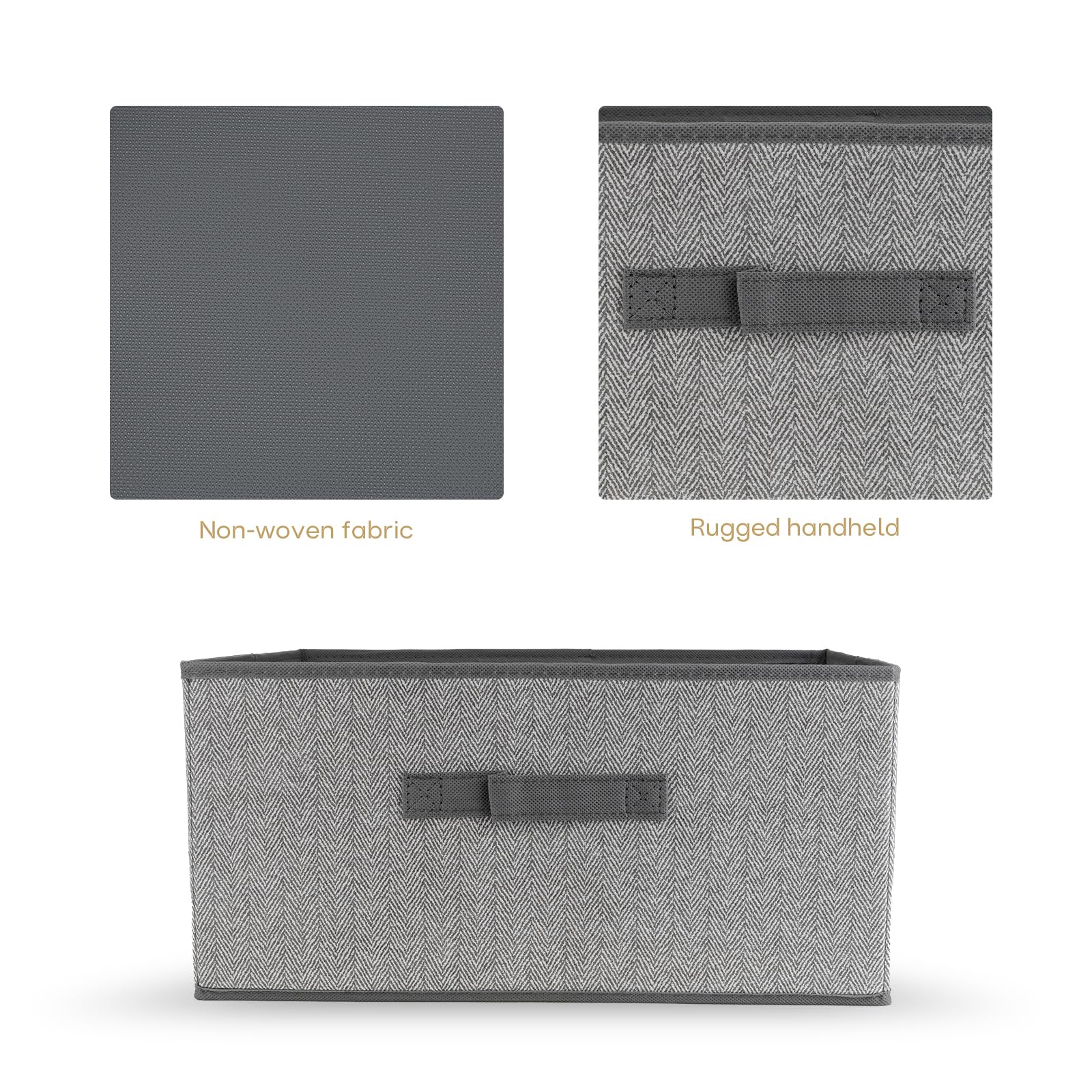 16L Nonwoven Storage Box Drawer Fabric Storage Box Square Lidless Clothes Storage Sundries Organizer-Grey