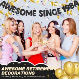 Fulmoon Pre-strung Awesome Since 1984 Banner Glitter Happy 40th Birthday Banner Funny 40th Birthday Decorations 1984 Party Decorations for Men Women Anniversary (Black)